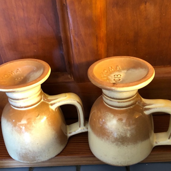 Frankoma Pottery 26LC Light Brown Yellow Beige Cup Goblet Set of 2 VTG MINT 4”H - Picture 6 of 9